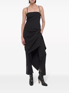 Helmut Lang asymmetric virgin wool midi dress - Zwart