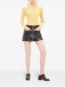 Courrèges zip-up leather miniskirt - Zwart