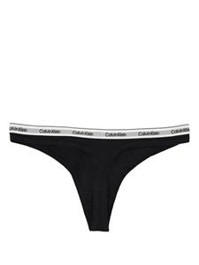 Calvin Klein logo-waistband mid-rise thong - Zwart