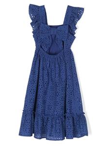 Lapin House Jurk met broderie anglaise - Blauw