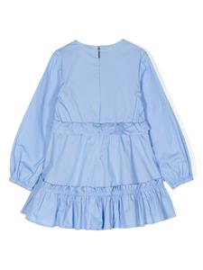 MSGM Kids ruffled cotton-poplin dress - Blauw