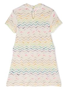 Missoni Kids zigzag-woven knitted dress - Wit