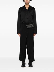 Yohji Yamamoto folded-waist wide-leg wool trousers - Zwart