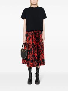 Sacai floral-print pleated midi skirt - Rood