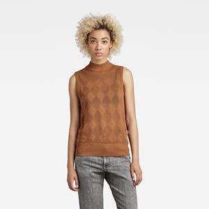 G-Star RAW Gebreide Trui Pointelle Mock - Bruin - Dames