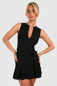 Boohoo Bengaline Tailored Pleated Dress, Black