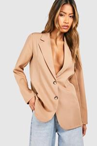 Boohoo Basic Double Button Single Breasted Oversized Blazer, Camel