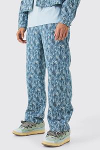 Boohoo Baggy Rigid Fabric Interest Distressed Jeans, Light Blue