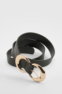 Boohoo Gold Double Ring Belt, Black