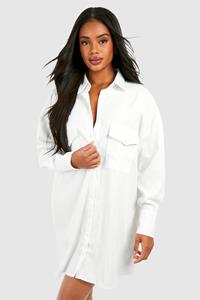 Boohoo Oversized Cotton Shirt Dress, White
