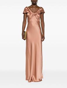 Alberta Ferretti bow-detail satin slip dress - Beige