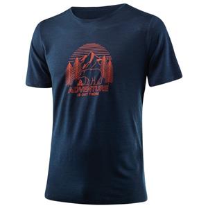 Löffler  Printshirt Adventure Merino-Tencel - Merinoshirt, blauw