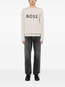 BOSS Sweater van katoenblend met logoprint - Beige