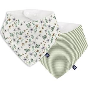 Alvi Driehoekige sjaal 2-pack Petit Fleurs groen/wit