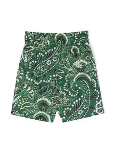 ETRO KIDS floral-print cotton shorts - Groen
