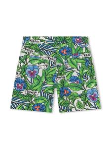 Kenzo Kids Katoenen shorts met bloemenprint - Groen
