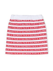 Balmain Kids logo-print cotton skirt - Wit