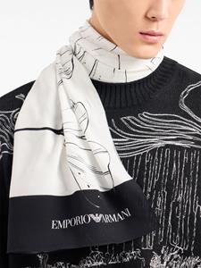 Emporio Armani Chiffon sjaal met bloemenprint - Grijs
