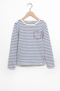 Sissy-Boy Blauw Gestreept Longsleeve T-shirt Met Borstzakje