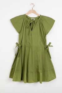 Groene Korte Poplin Jurk