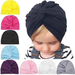 Uniqueness Pasgeboren peuter kind baby jongens meisjes effen knoop tulband muts hoed hoofddeksels cap