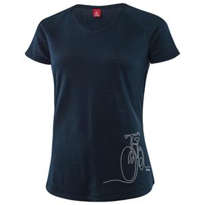 Löffler  Women's Printshirt Bicycle Merino-Tencel - Merinoshirt, blauw