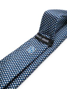 Giorgio Armani Zijden stropdas met monogram-jacquard - Blauw