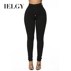 IELGY Jeans met hoge taille Mode, strak en comfortabel, toegangscontrole met elastische knopen, wilde trendy broek