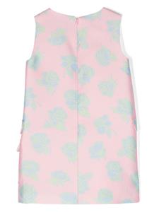Versace Kids floral-print duchess-satin dress - Roze