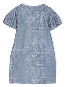 Emporio Armani Kids logo-print denim dress - Blauw