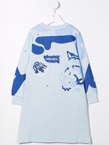Kenzo Kids Sweaterjurk met tijgerprint - Blauw