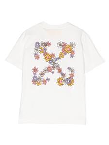 Off-White Kids floral-print cotton T-shirt - Wit