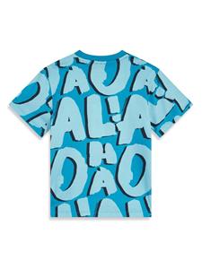 Stella McCartney Kids letter-print organic cotton T-shirt - Blauw