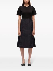 3.1 Phillip Lim Midi-jurk met wikkelrok en korte mouwen - Zwart