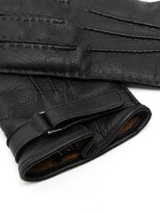 Zegna Leren handschoenen met logo-reliëf - Zwart