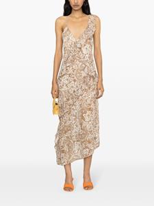 LIU JO floral-print crepe midi dress - Bruin