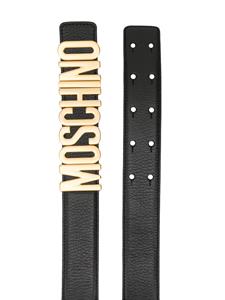 Moschino logo-plaque leather belt - Zwart