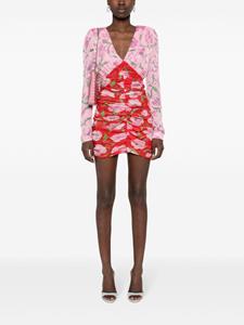 ROTATE Mini-jurk met bloemenprint en pailletten - Roze