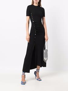 Rabanne Midi-jurk met knopen aan de zijkant - Zwart