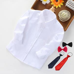 Little Spring Wit overhemd voor jongens Wit overhemd voor kinderen Prestatiekleding Midden- en kinderwit overhemd Lente- en herfstshirt met lange mouwen