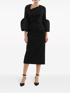 Rebecca Vallance Midi-jurk met pofmouwen - Zwart
