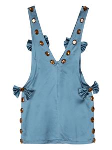 Loulou Satijnen mini-jurk verfraaid met kristallen - Blauw