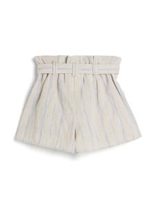 Brunello Cucinelli Kids Gestreepte shorts met ceintuur - Wit