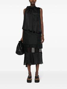 Sacai asymmetric midi skirt - Zwart