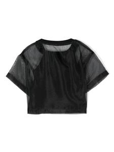 Elisabetta Franchi La Mia Bambina logo-embroidered semi-sheer blouse - Zwart