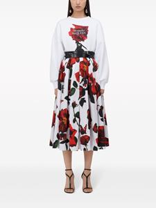 Alexander McQueen Tudor Rose-print cotton skirt - Wit