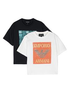 Emporio Armani Kids Twee katoenen T-shirts met print - Wit