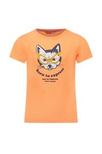 Tygo & Vito Meisjes t-shirt - Print - Neon koraal