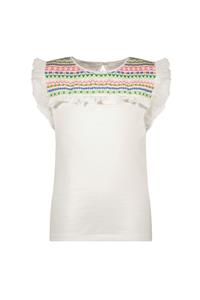 Like Flo Meisjes t-shirt fancy mesh - Groen embroidery