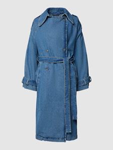 Hugo Blue Lange jas met platte kraag, model 'Gannisa'